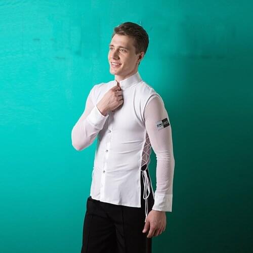 Good Quality Latin Dance Shirt sFor Males Black Color Fringe Tops Classical Men Professional Competitive Ballroom Clothes E027