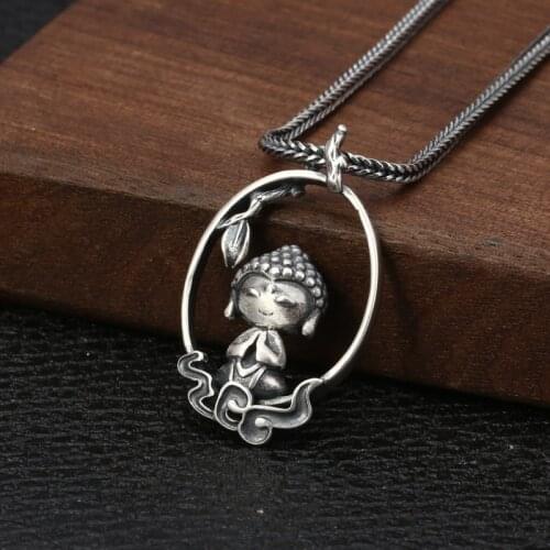 Thai Silver Buddha Pendants National Style Necklace Pendants Fashion Unisex Jewelry for Men And Women Jewelry DIY Gifts