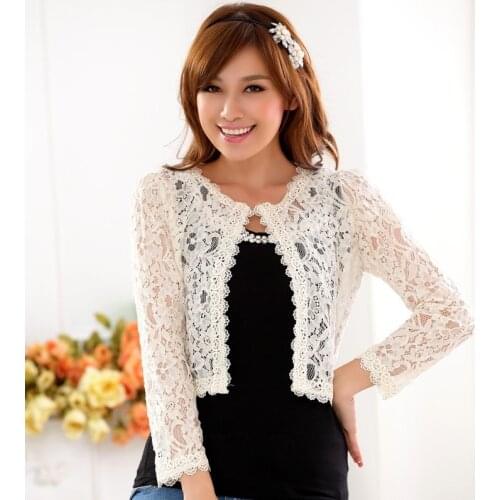 2019 Summer Woman Black Lace Jacket Shawl Wild Bridal Party Wedding Ladies Lace Jacket