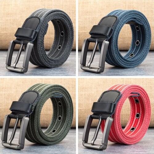 Vintage Canvas Belts for Men Fashion Metal Pin Buckle Military Tactical Strap Male Elastic Belt for Pants Jeans