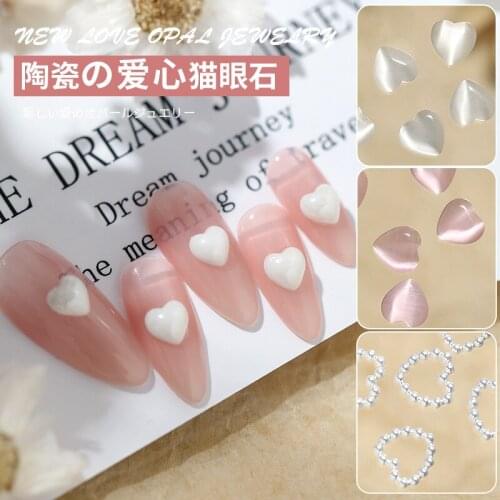 Venalisa 10 Pcs Lovely Cat Eye Nail Art Decoration Shiny Transparent Nail Art Rhinestone DIY 3D Ceramic Cute Charm Accessories