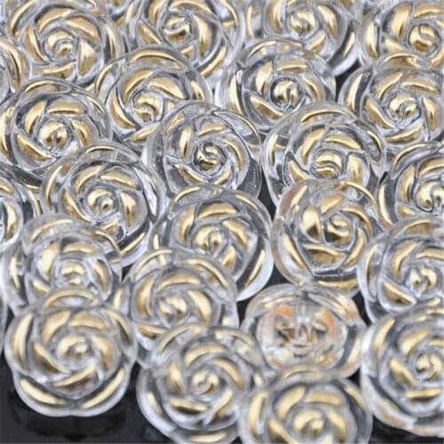 100pcs Plastic Button Acryl Rose Straight hole White Color Free Shipping PT60