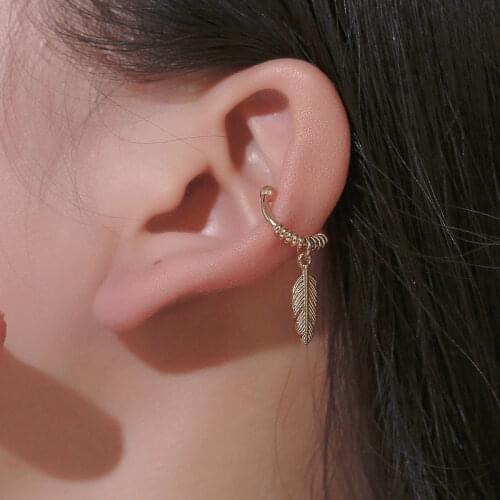 2019 fashion Ear Cuffs Gold Leaf Ear Cuff Clip Earrings for women Climbers Earcuff No Piercing Fake Cartilage Earring