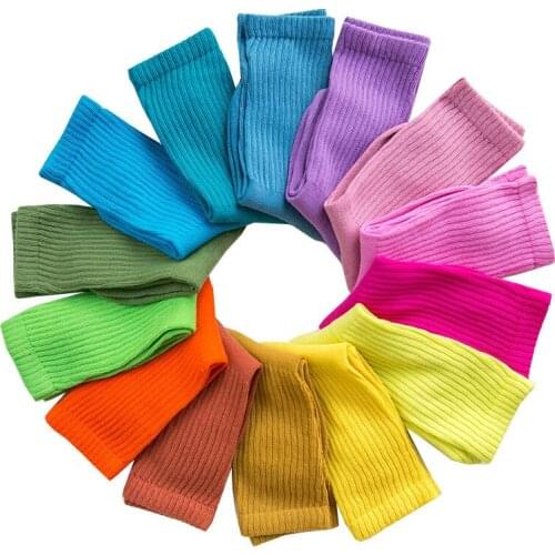 3 Pairs Autumn 2020 New Childrens Sock Baby Combed Cotton Fluorescent Bright Color Socks High Rubber Pile Socks Tide Socks 12Y