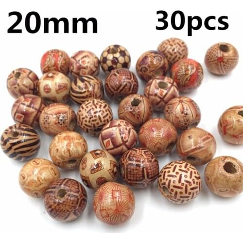 30-200Pcs/Pack 6mm-17mm Mixed Painted Drum Wood Beads Fits European Charm Bracelet Jewelry Findings