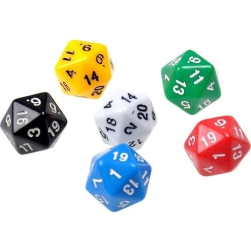 6pcs/set D20 Dice Opaque Twenty Sided Dice Multi Color Gaming Resin Polyhedral Games Accessory Dice Board Game recreation Dice