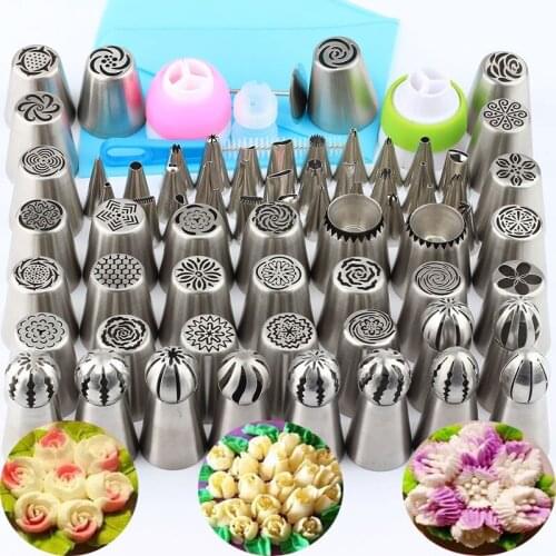 76Pcs/Set Russian Icing Piping Nozzle Tips Crea Pastry Piping Tip Cookie Biscuit Ice Baking Sphere Ball Icing Stainless Stee