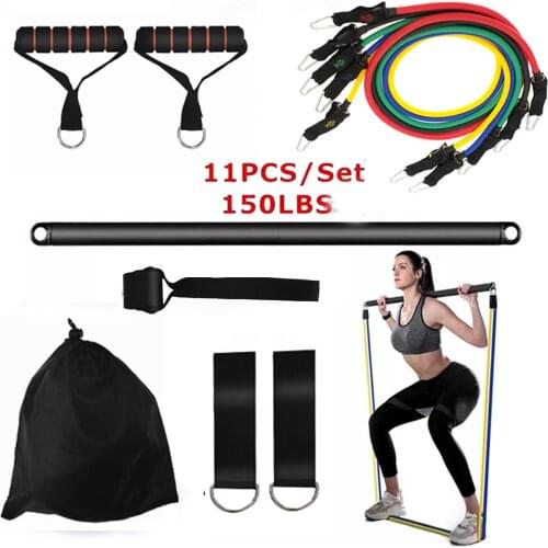 Barre pilates, accessoire de tonification musculaire à la maison,idéal pour le yoga, portable, bandes élastiques de résistance