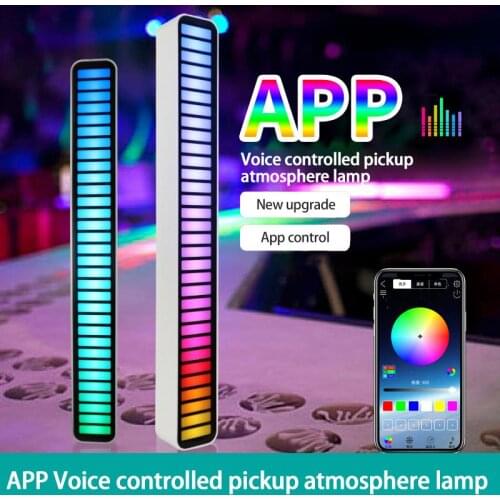 2021 New Car Sound Control Light RGB Voice-Activated Music Rhythm Ambient Light With 32 LED Multi-Color Car Home Decoration Lamp