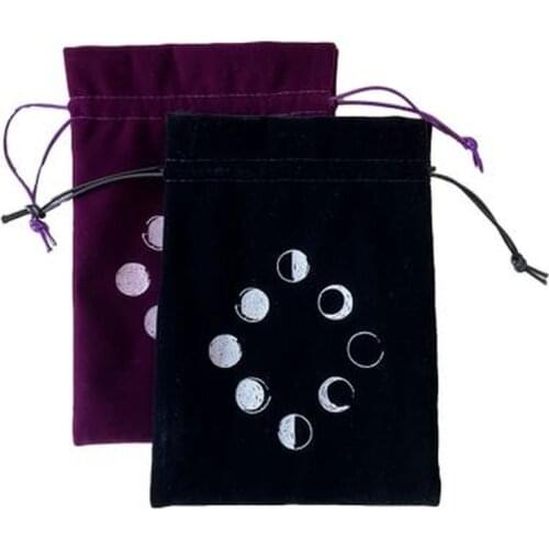 Velvet Tarot Storage Bag Moon Phase Tarot Card Divination Bag Board Game Drawstring Package Witchcraft Supplies Altar Tarot Box