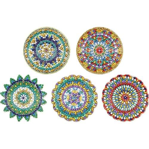 5pcs DIY Full Drill Special Diamond Painting Keychain Mandala Pattern Women Bag Pendant Keychains Jewelry Key Ring Gifts