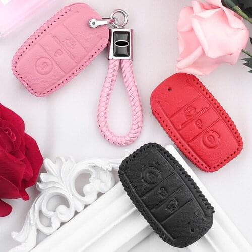 Kia K3 Remote Car Key Case Cover Soul Sportage 2016 Key Genuine Leather Car Key Chain Case Holder