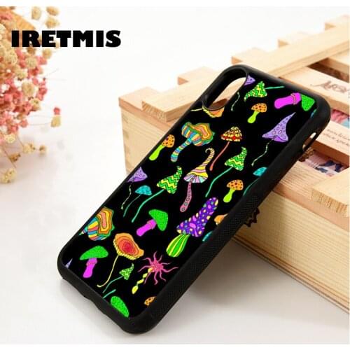 Iretmis 5 5S SE 6 6S Phone Case Cover for iPhone 7 8 Plus X Xs 11 12 MINI Pro Max XR Bright Fantastic Mushrooms Rainbow Colors