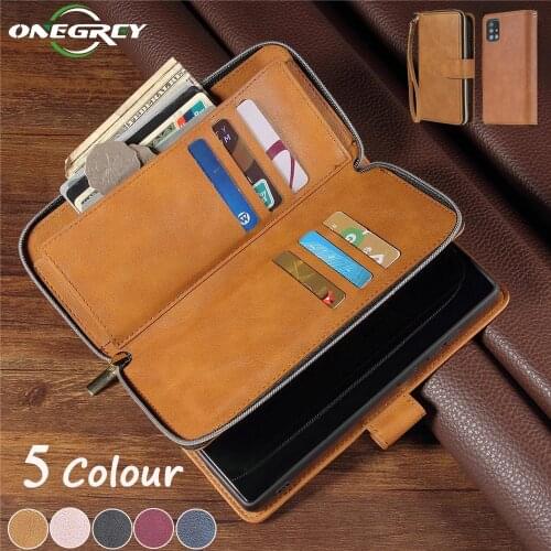 Zipper Leather Wallet Case For Samsung Galaxy A01 A11 A21 A31 A41 A51 A71 A81 A91 A10 A20 E A30 A40 A50 A70 S Card Phone Cover