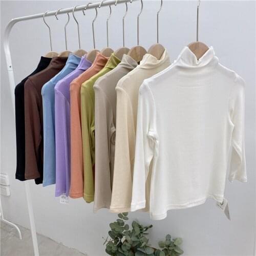 Childrens Clothing Autumn Winter New Baby Turtleneck Velvet Warm Solid Tshirt Cotton Long Sleeve Bottoming Shirt For Boys Girls