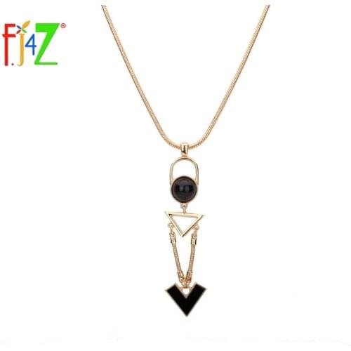 F.J4Z New Hot Euramerican Style Necklace Fashion Chain Stunning Unusual Oil Pendants & Necklaces For Women Sweater Jewelry