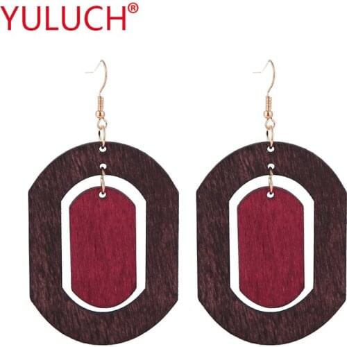 YULUCH 2018 Geometric African ethnic wooden elements for fashion womens wooden earrings hanging gadgets jewelry gifts