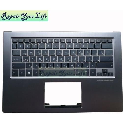 Laptop keyboard For Asus UX302L UX302 UX303L RU Russian blue KB backlight gray topcase palmrest 0KN0-QF1RU13 1436D50069