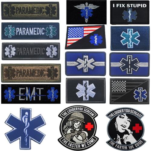Paramedic Medical Embroidery Hook Patch Tactical Badge Military Clothes Sewing Applique Jackets,Caps,Bags,Backpacks,Vest,Patches