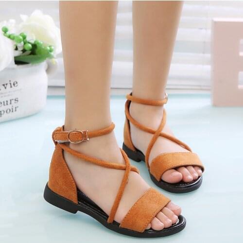 Children Fashion Princess Suede GirlS Princess Dress Beach Shoes Kids Summer Sports Sandals 2021 3 4 5 6 7 8 9 10 11 12 Years