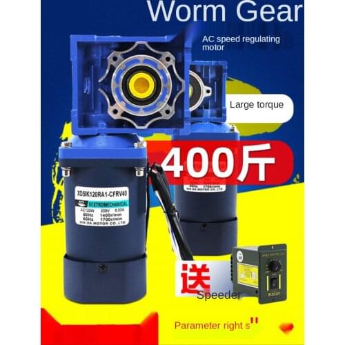 220V 120W Worm Gear Motor RV30 RV40 AC Speed Regulating Motor Forward and Reverse Small Motor with Speed Controller with Shaft