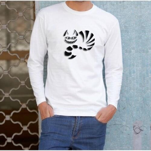TARCHIA Plus Size cat Men Tops Fashion Brand Men Clothes Print Long Sleeve Slim Fit T Shirt Men Cotton T-Shirt Casual