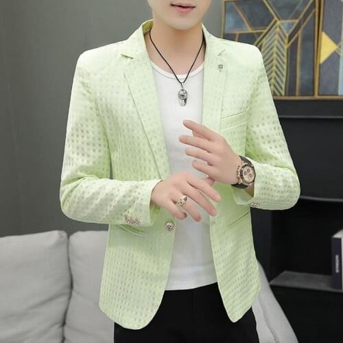 Men 2021 Spring Autumn Fashion Solid Color Blazer Coats Men Slim Fit Suit Overcoats Male Casual Business Daily Jackets W356