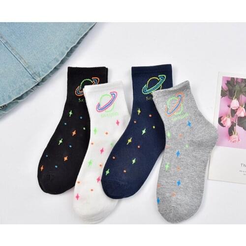 2020 series autumn new socks cartoon simple personality star sky sweat absorbing socks medium tube socks cotton socks for women
