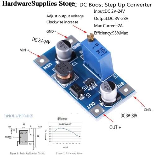 New One OR 2pcs 2A DC-DC Boost Step Up Volt Converter Power Supply 2V-24V To 3V 5V 6V 9V 12V 19V