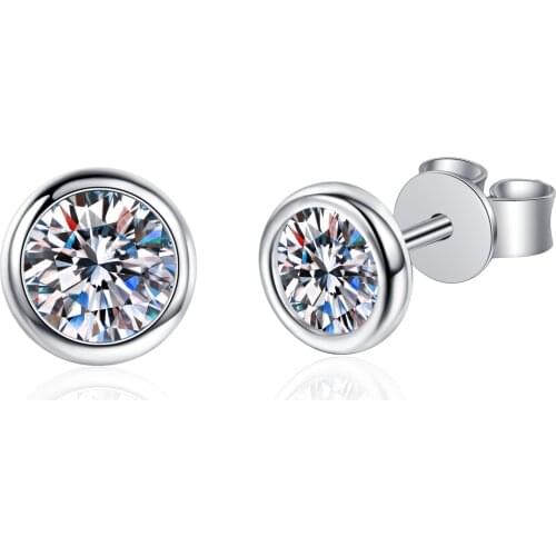 Passed Diamond Test Excellent Moissanite 925 Sterling Silver Ear Round Shape Earrings 0.6-1ct Gem Femininity Jewelry Earrings