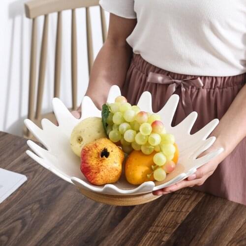 Simple ceramic fruit plate household fruit basket snack storage bowl creative living room coffee table high plate WF531957