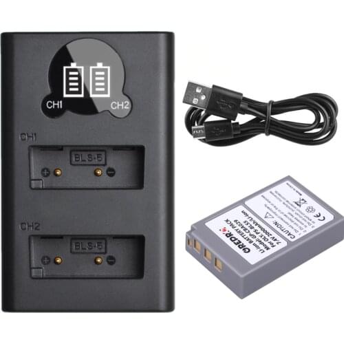 PS-BLS5 BLS-5 BLS50 Battery with Charger for Olympus BLS5 OMD MK3, OMD-EM10 III, OM-10, E-PL3, Stylus 1, E-PL5, M10 Mark2