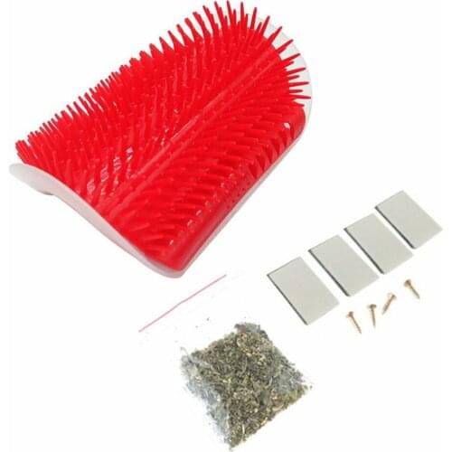 Pet Products For Cats Brush Corner Cat Massage Self Groomer Comb Brush With Catnip Cat rubs the face with a tickling comb