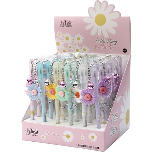 36 pcs/lot Cute Small Daisies Pendant Gel Pen 0.5 mm black ink Daisy Neutral Pen School Office writing Supply Promotional Gift