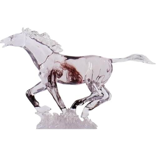 Large Horse Sculpture Hallway Soft Outfit Decoration Side View Table Transparent Resin Artwork Home Decoration