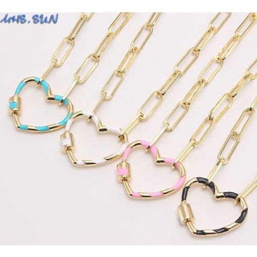 MHS.SUN New Arrival Heart Necklace Rotatable Open Pendant Design Chunky Chain Necklace For Women/Girls Party Jewelry Gift 1PC