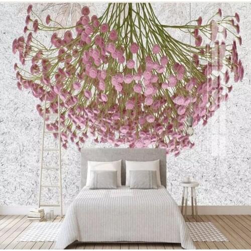 Custom 3D Mural Modern Luxury 3D Pink Flower Emboss Wallpaper For Living Room TV Background Wall Home Decor Painting Wall Cloth