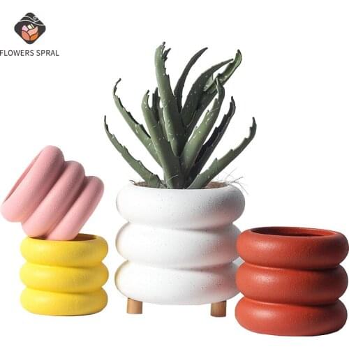 Creative Nordic Ceramic Flower Pots Home Garden Decoration Perforated Bonsai Pots Home Decoration Flower Pots Decorative Vases