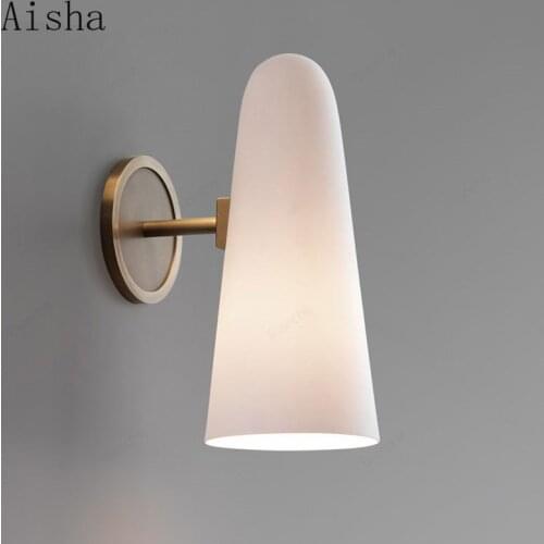 Modern Milk Glass Wall Lamp Simple Bedroom Bathroom Lamp Home Decoration Restaurant Cafe Office Lamp Plug In Wall Light