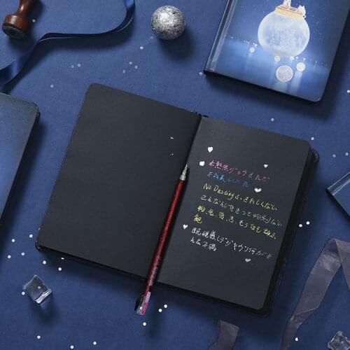 Luminous Black Moon Light Notebook Cute Graffiti Note Book Diary Planner Journal Notepad Stationery Office School Supplies