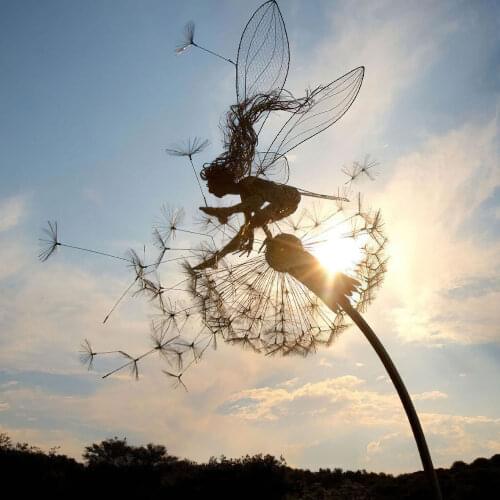 Fairy and Dandelion Dancing,Sculptures Garden Stakes Dramatic Fairy Sculptures Dancing,Garden Patio Lawn Yard Decoration