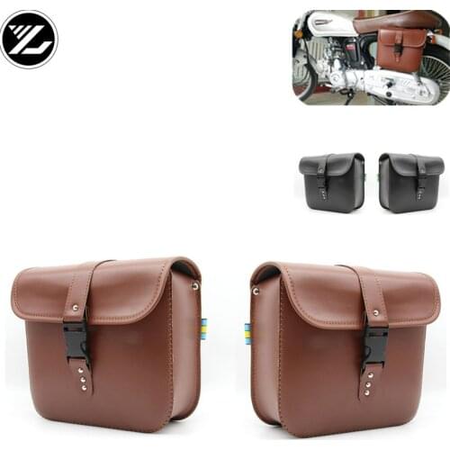 Universal Motorcycle Saddlebags Leather Side Storage Tool Pouch Luggage Bag for yamaha suzuki honda kawasaki Triphum Indian