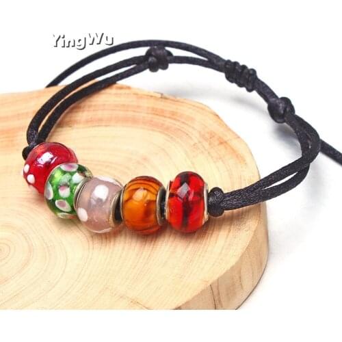 Yingwu 10pcs Glass Crystal Stones Bracelets Multicolor Shining Stone Beaded Charm Bracelet Handmade Wristband Gifts Jewelry