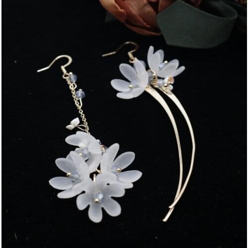 Long Drop Flower Earrings For Women Korean Trendy Styles Irregular asymmetric Dangle Hanging Earrings brincos bijoux