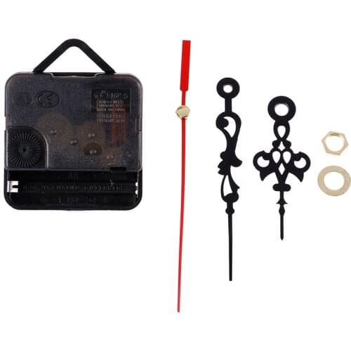 1 Set Silent Wall Clock Quartz Needle Movement Black and Red Hands DIY Replacement Part Repair Kit Tool Set Clock Mechanism