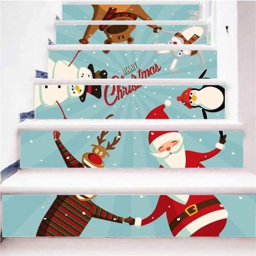 6 Pcs Christmas Decor Stair Stickers Wall Floor Sticker Wallpaper Living Room Home Decoration Accessories