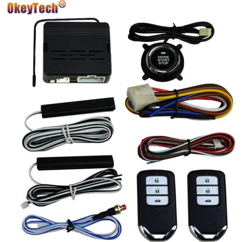 OkeyTech PKE 12V Universal Car Alarm One Button Smart Start/stop Keyless Entry remote control Ignition Engine Anti-theft System