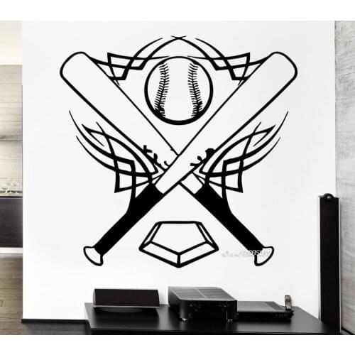 Baseball Vinyl Wall Stickers Bat Sports Ball Great Decor for Boys Room Wall Decal 3d Poster Removable Wallpaper Mural SA825