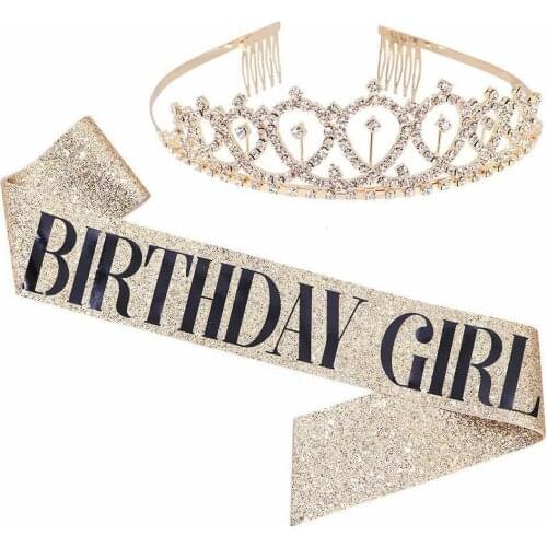 Birthday Party Etiquette Rose Gold BIRHTDAY GIRL Birthday Straps Hair Hoop Suit