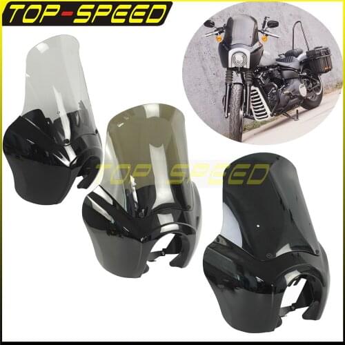 For Harley Softail Dyna Street Bob Fat Bob Low Rider FXD FXBB FXR Retro 5.75" Headlight Fairing Windscreen w/ Mounting Bracket